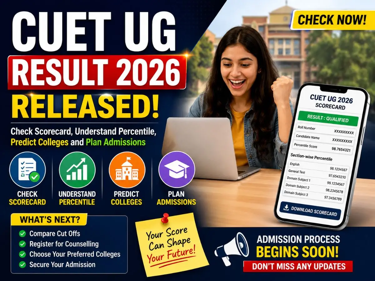 CUET UG Result 2026 Released Check Scorecard, Understand Percentile, Predict Colleges and Plan Admissions