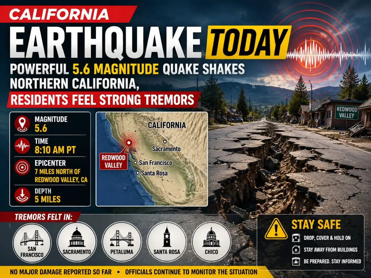 California Earthquake Today Powerful 5.6 Magnitude Quake Shakes Northern California, Residents Feel Strong Tremors
