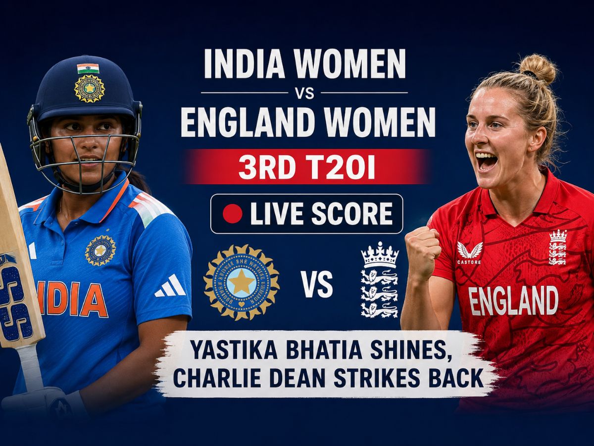India Women vs England Women 3rd T20I Live Score: Yastika Bhatia Shines, Charlie Dean Strikes Back