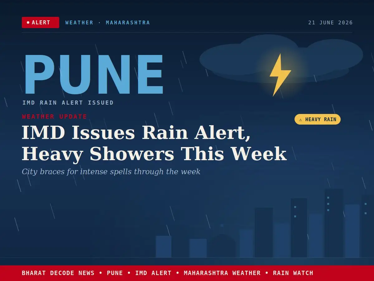 Maharashtra - Pune Weather Today IMD Issues Rain Alert, Heavy Showers Expected Across the City This Week
