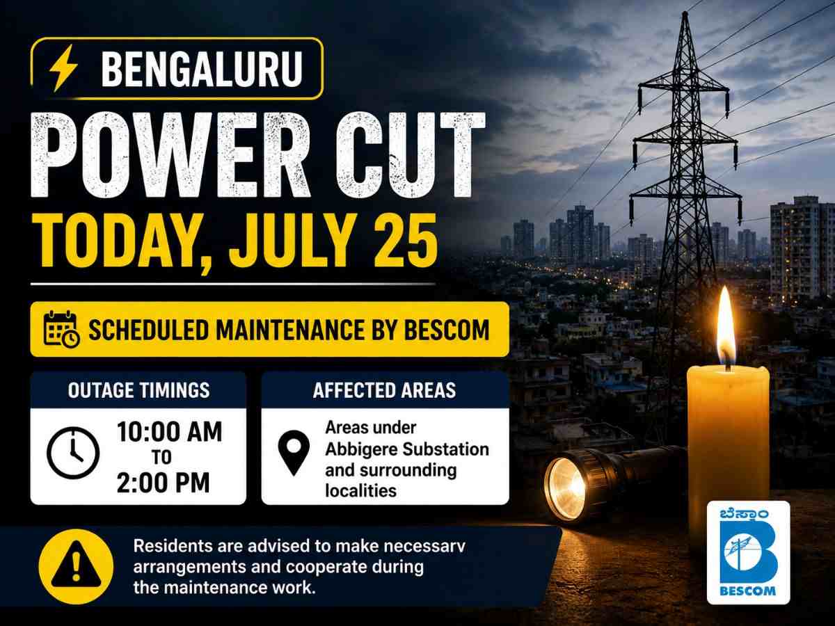 Bengaluru Power Cut Today (July 25): BESCOM Announces Scheduled Outage in Several Areas; Check Timings and Full List