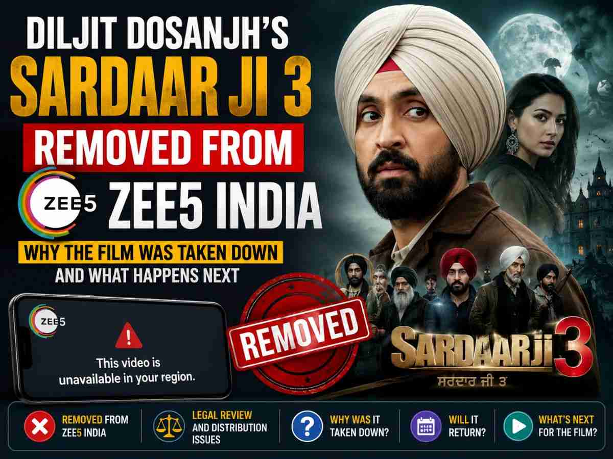 Diljit Dosanjh’s Sardaar Ji 3 Removed from ZEE5 India Why the Film Was Taken Down and What Happens Next