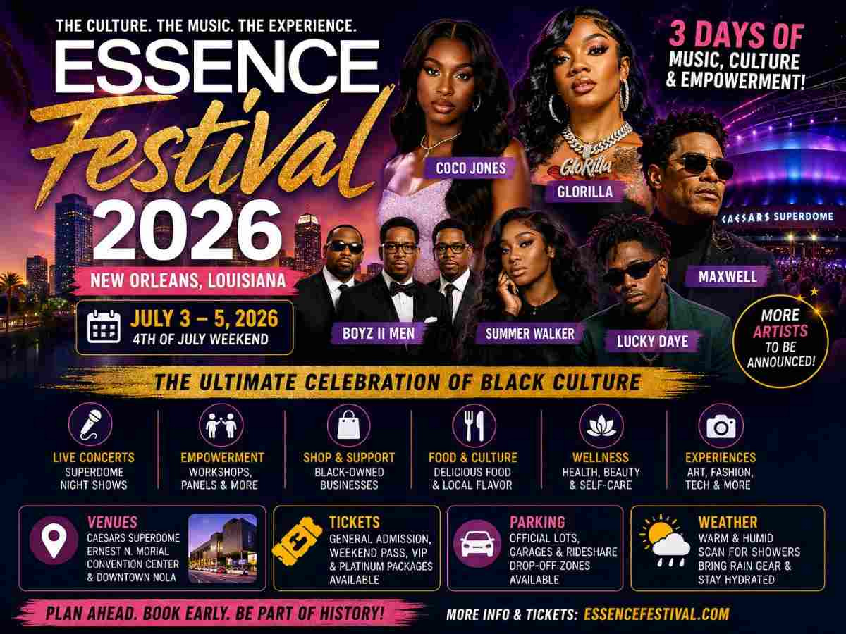 Essence Festival 2026 Kicks Off: Full Lineup, Schedule, Tickets, Venue, Parking, Weather and Everything You Need to Know